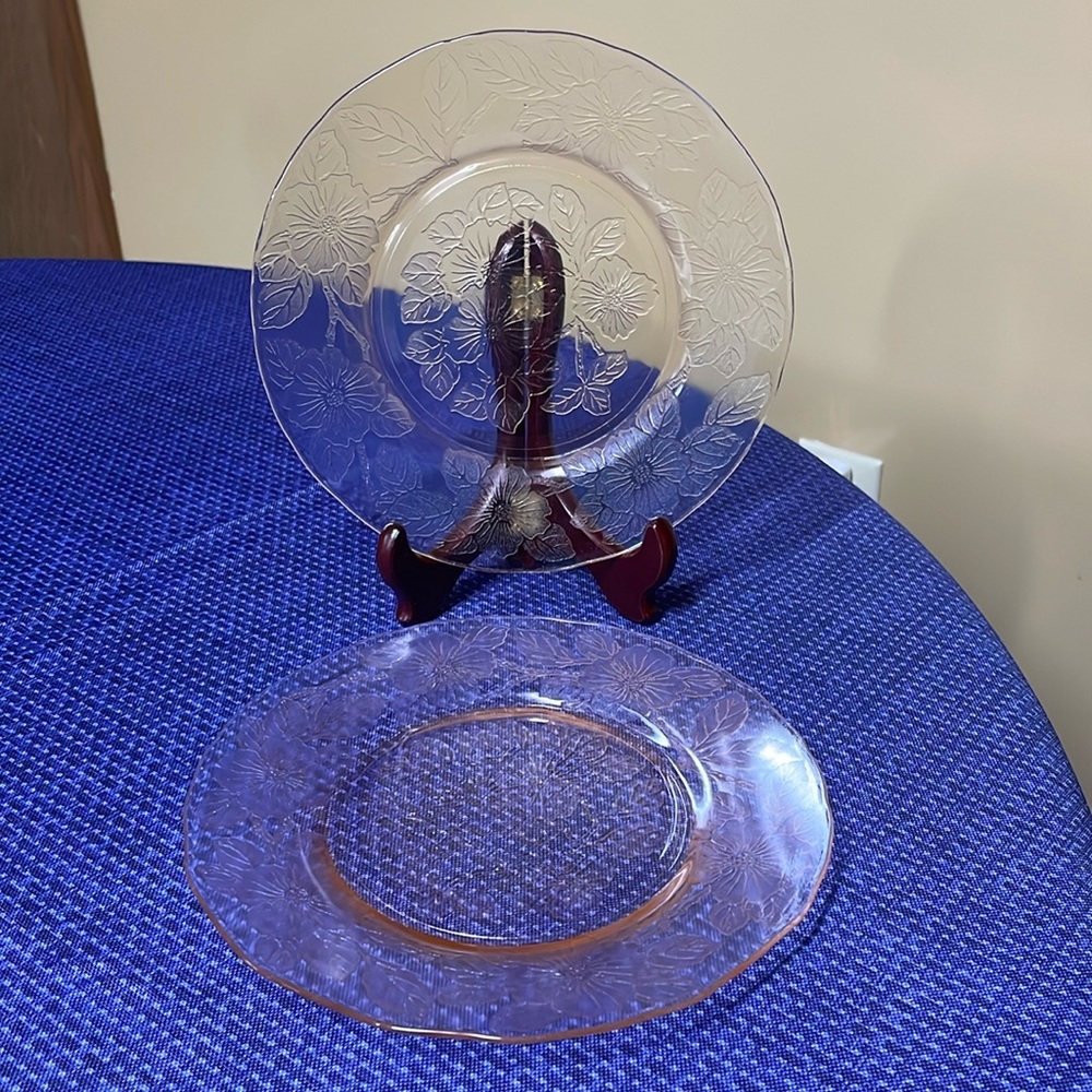 MacBeth Evans Pink Depression Glass DOGWOOD Apple Blossom Lunch Salad Plates 8"